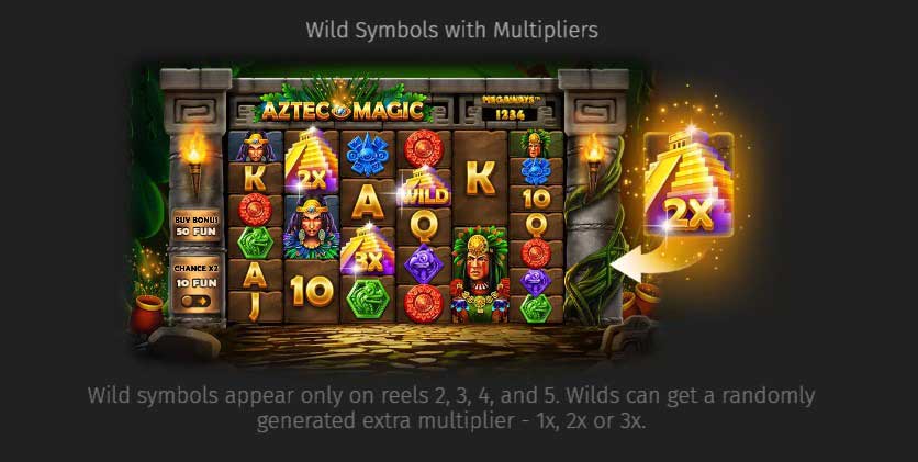 Aztec Magic MEGAWAYS slot game wild symbols and multipliers