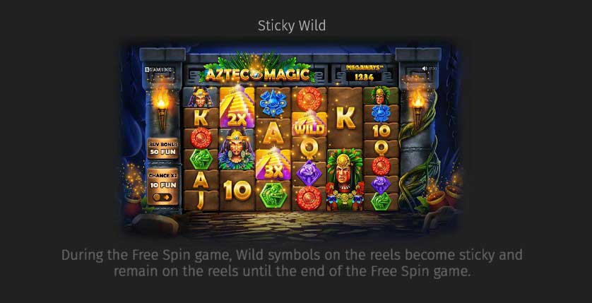 Aztec Magic MEGAWAYS slot game sticky wild